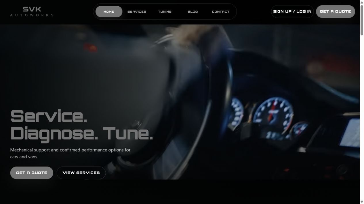 SVK Autos website created as part of its connected digital customer journey